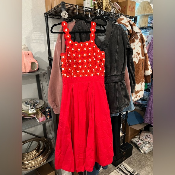 Maeve Crochet Poplin Twofer Midi Dress EUC. Looks new!!!!  US 10 - Picture 4 of 5